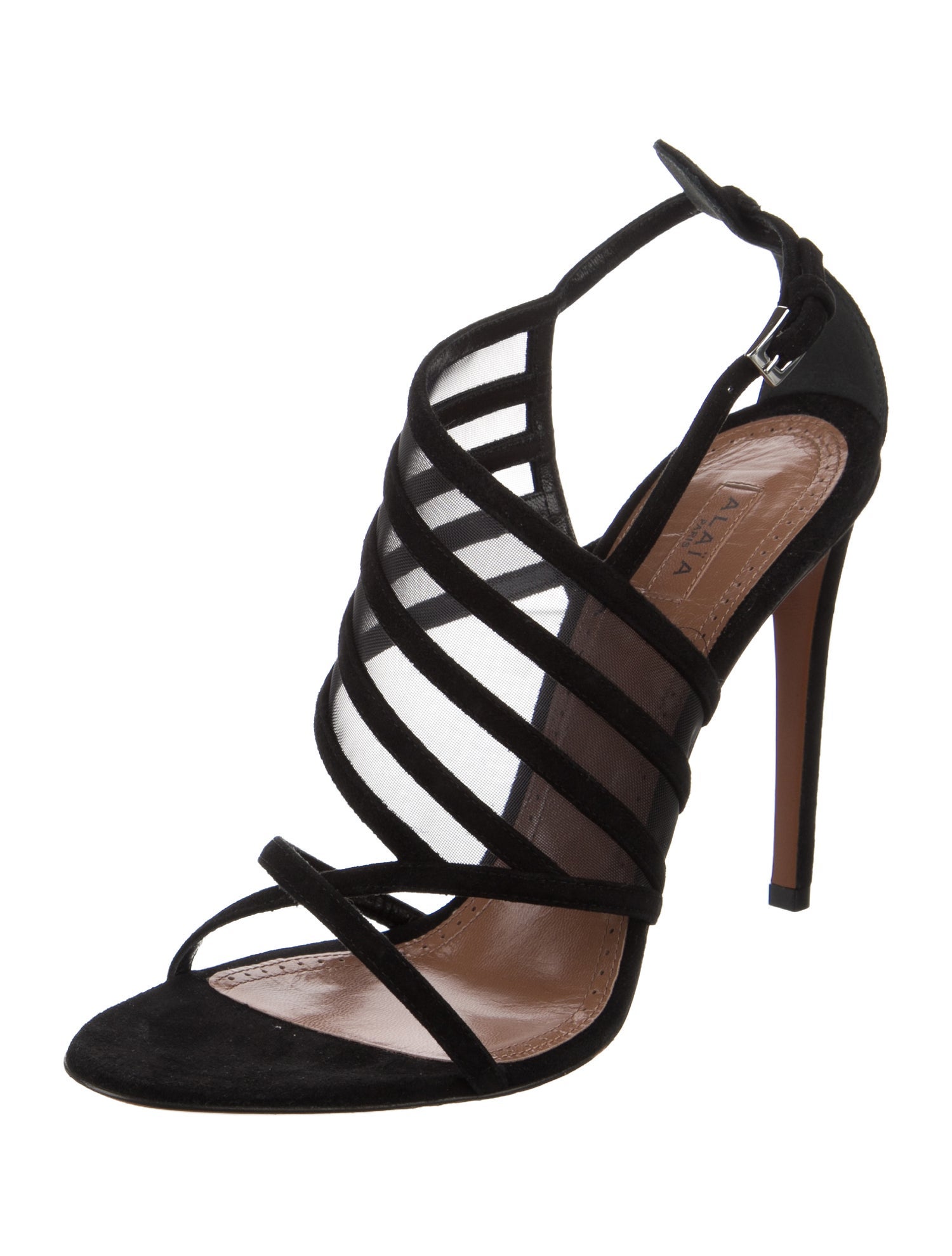 Alaïa Suede Mesh Accents Sandals