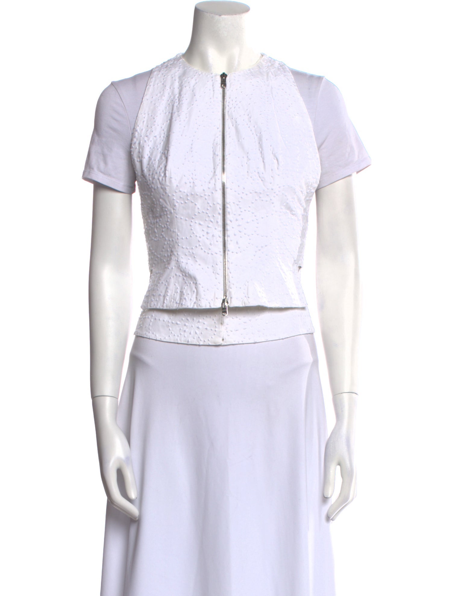 Alaïa Crew Neck Short Sleeve Crop Top