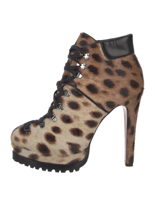 Alaïa Ponyhair Animal Print Lace-Up Boots