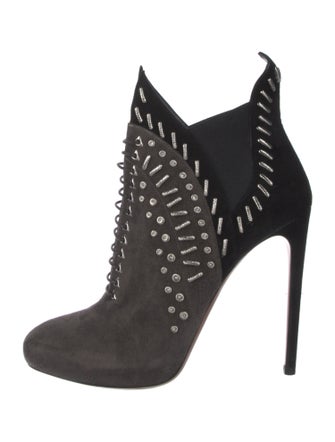 Alaïa Suede Colorblock Pattern Lace-Up Boots