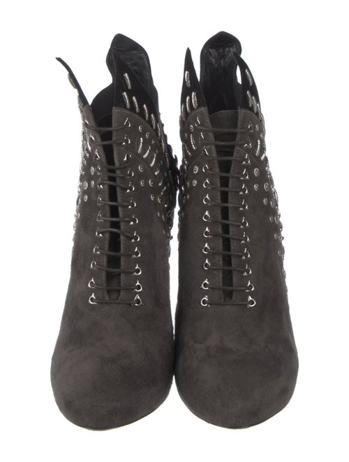 Alaïa Suede Colorblock Pattern Lace-Up Boots