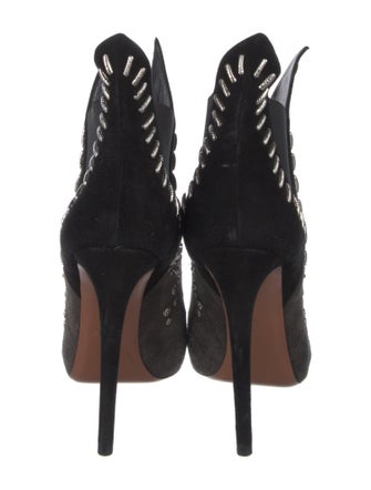 Alaïa Suede Colorblock Pattern Lace-Up Boots