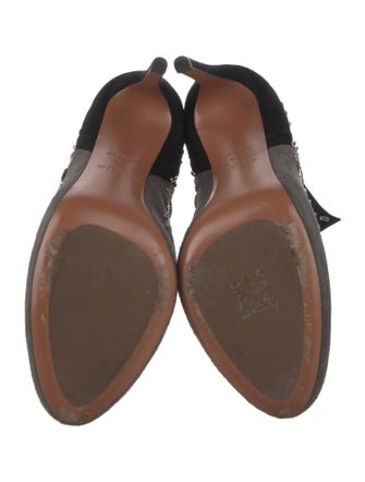 Alaïa Suede Colorblock Pattern Lace-Up Boots