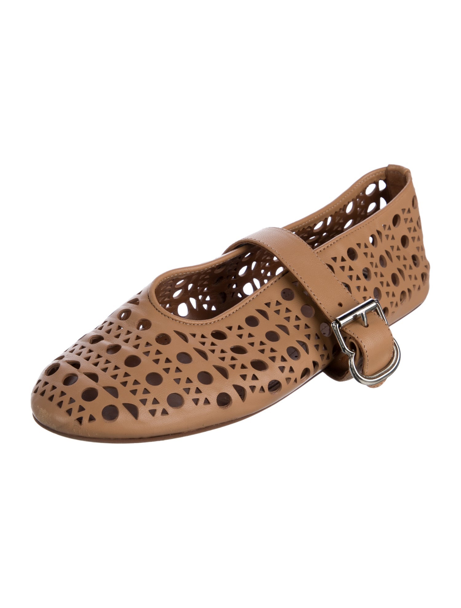 Alaïa Leather Patterned Mary Jane Flats