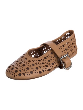 Alaïa Leather Patterned Mary Jane Flats