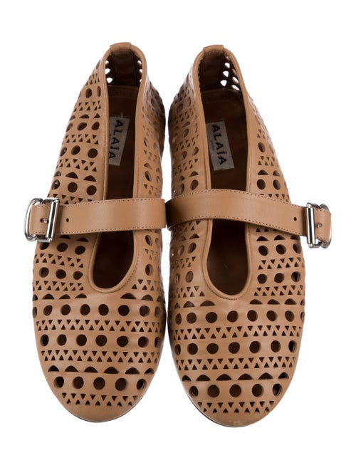 Alaïa Leather Patterned Mary Jane Flats