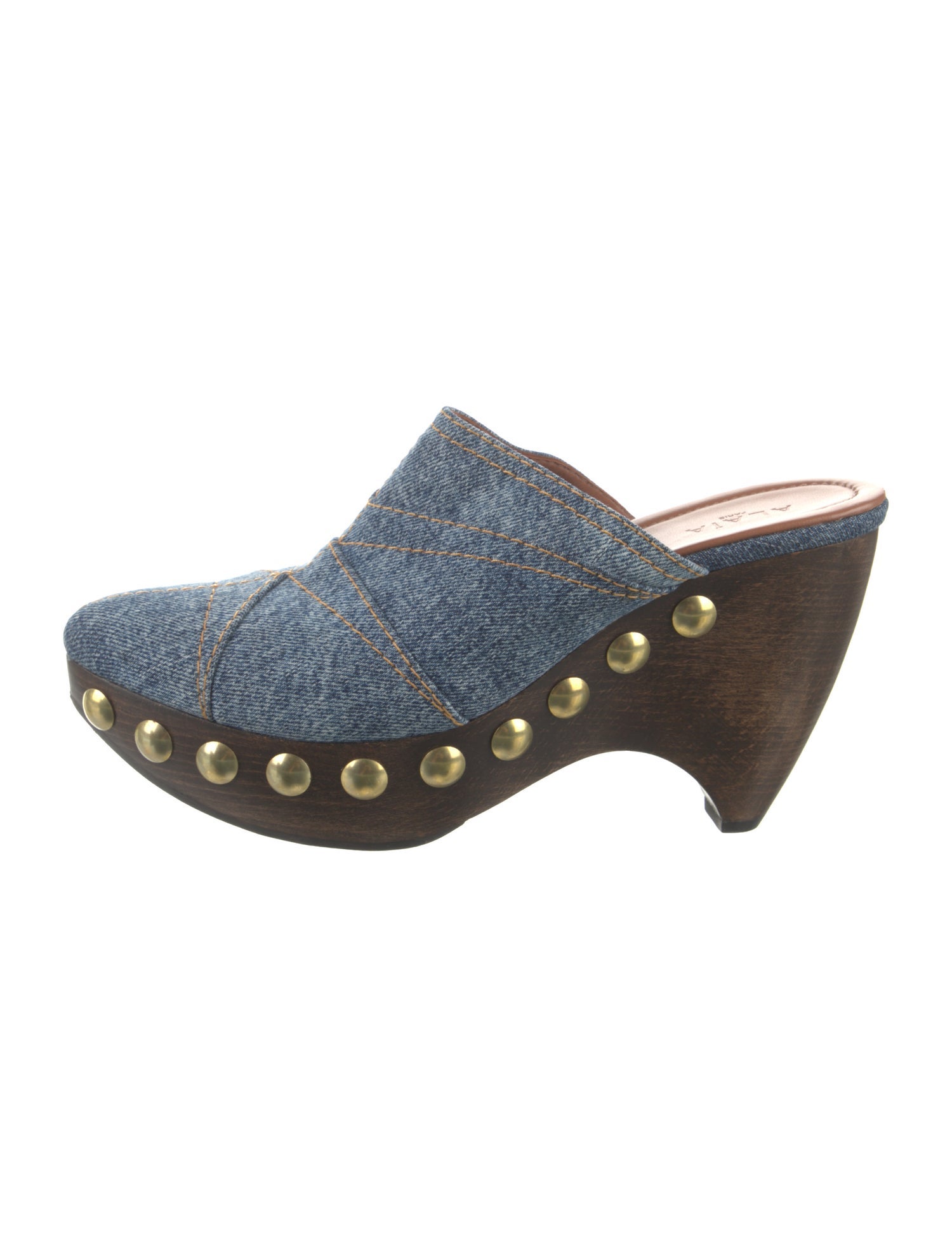 Alaïa Denim Colorblock Pattern Mules