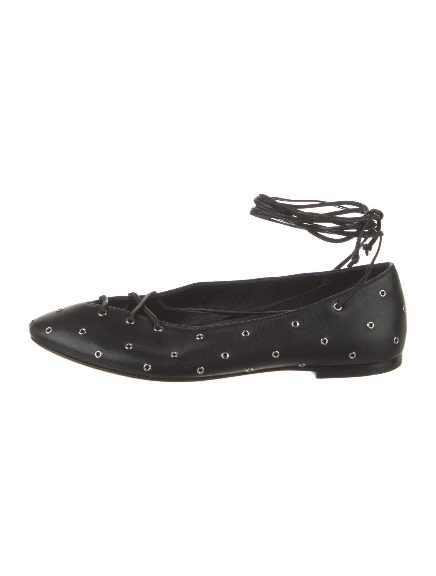 Alaïa Leather Eyelet Trim Ballet Flats