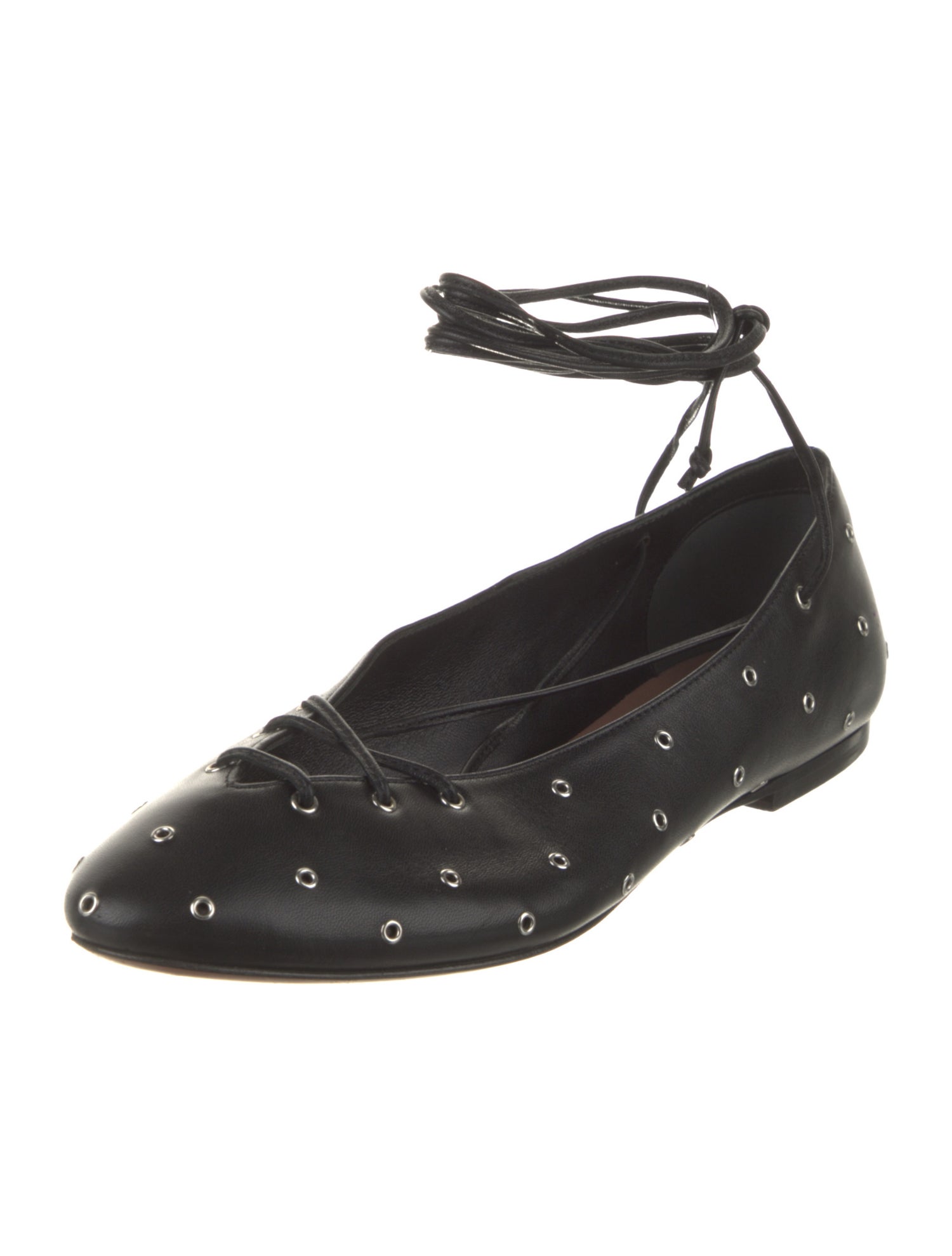 Alaïa Leather Eyelet Trim Ballet Flats