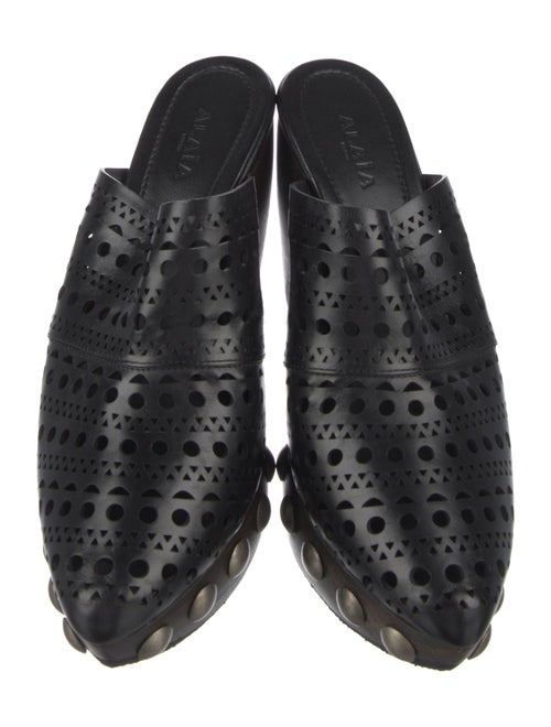 Alaïa Leather Cutout Accent Mules