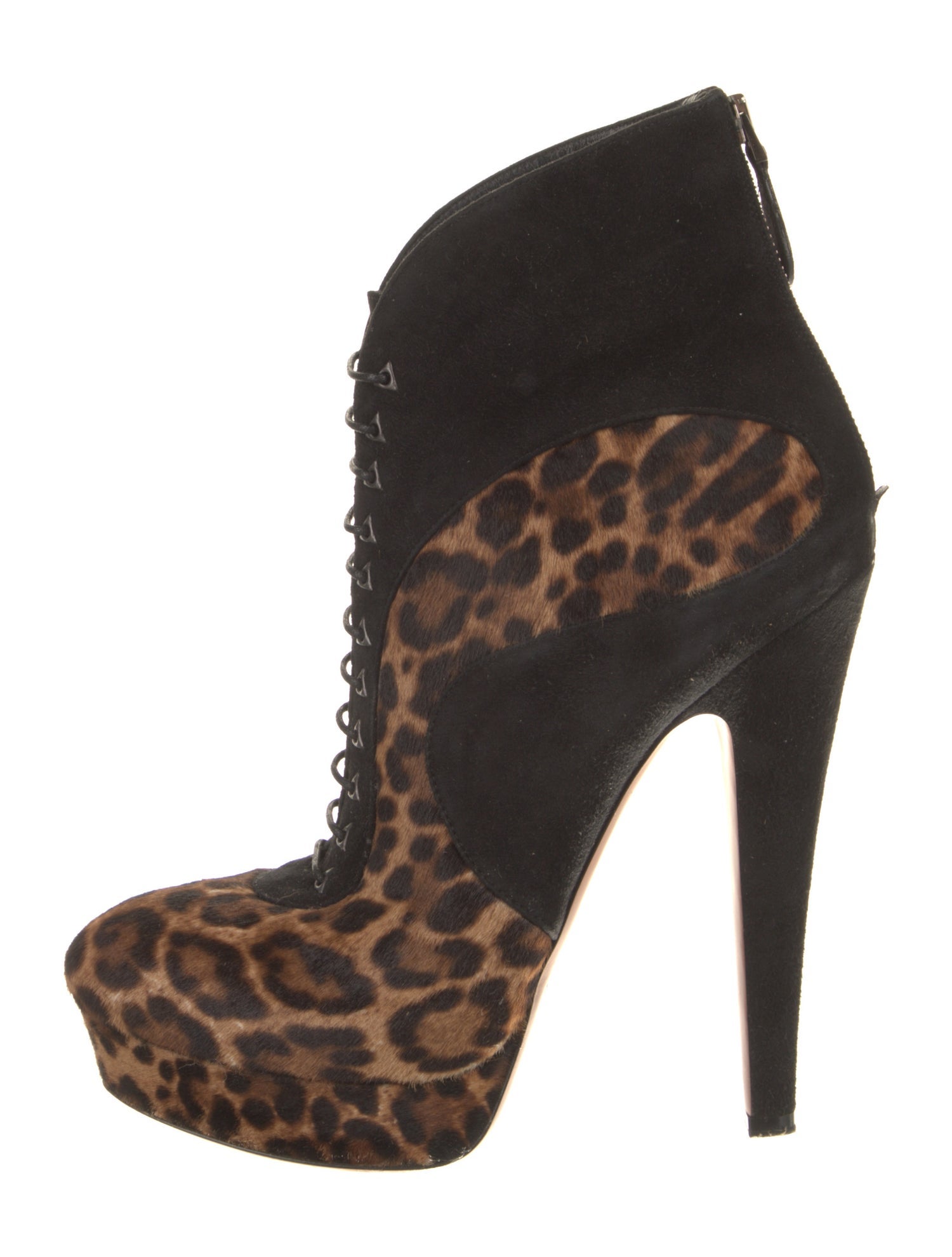 Alaïa Ponyhair Animal Print Lace-Up Boots