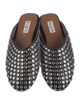 Alaïa Leather Crystal Embellishments Mules
