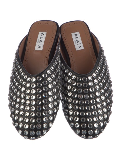 Alaïa Leather Crystal Embellishments Mules