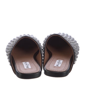 Alaïa Leather Crystal Embellishments Mules