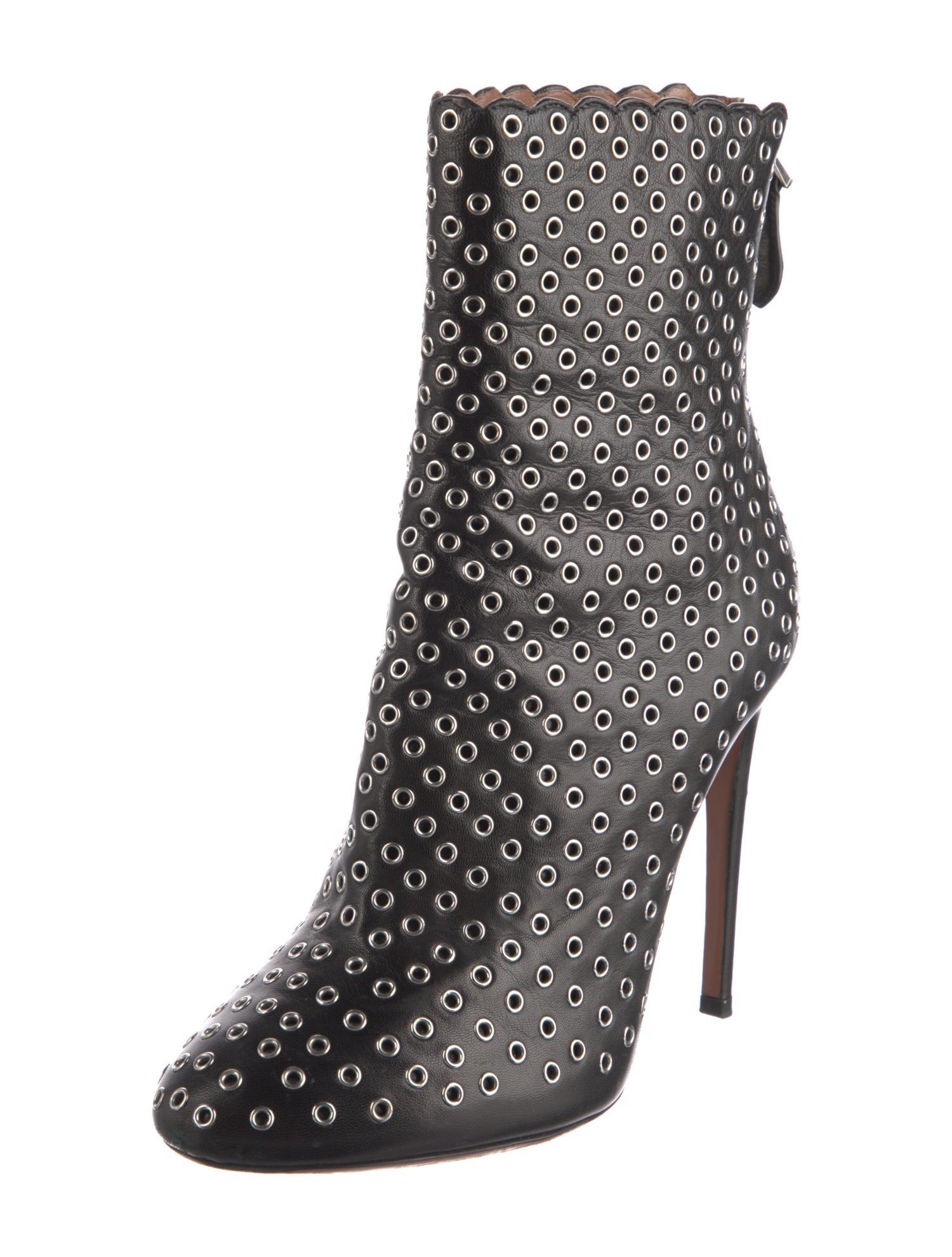 Alaïa Leather Eyelet Trim Boots