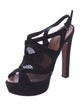 Alaïa Suede Mesh Accents T-Strap Pumps