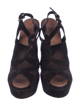 Alaïa Suede Mesh Accents T-Strap Pumps