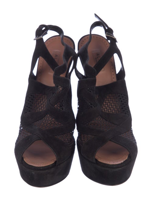 Alaïa Suede Mesh Accents T-Strap Pumps