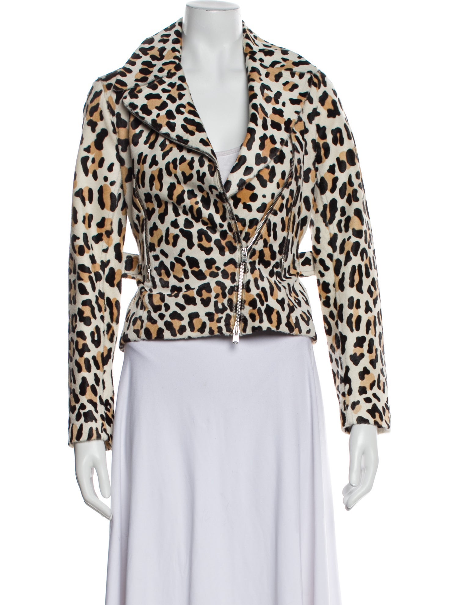 Alaïa Leather Animal Print Faux Fur Jacket