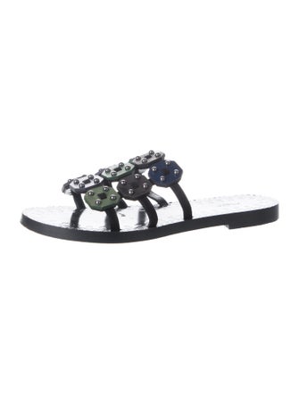 Alaïa Leather Studded Accents Slides