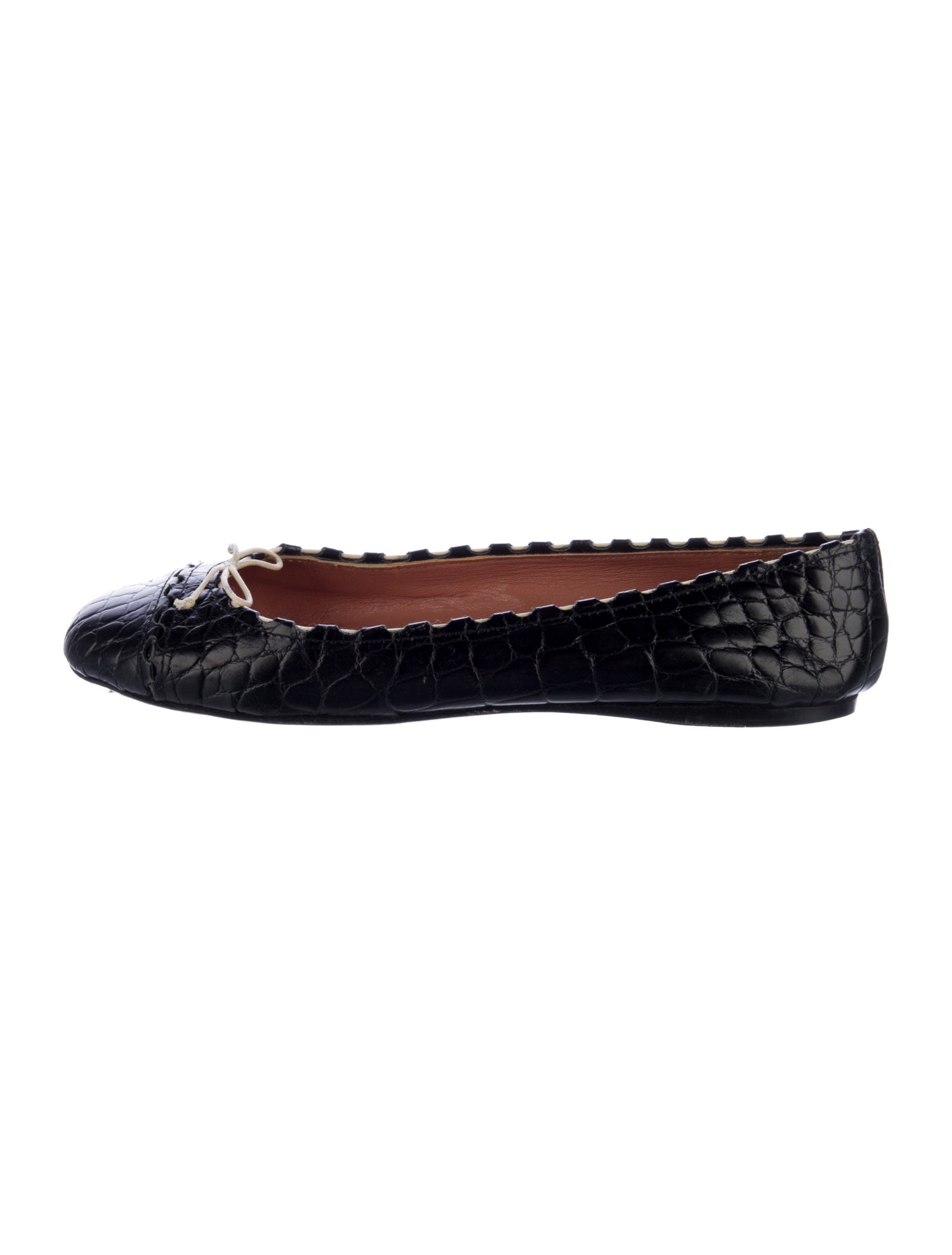 Alaïa Leather Bow Accents Ballet Flats