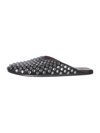 Alaïa Leather Crystal Embellishments Slides