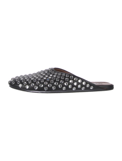 Alaïa Leather Crystal Embellishments Slides