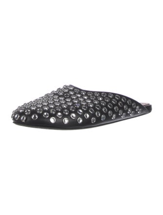 Alaïa Leather Crystal Embellishments Slides