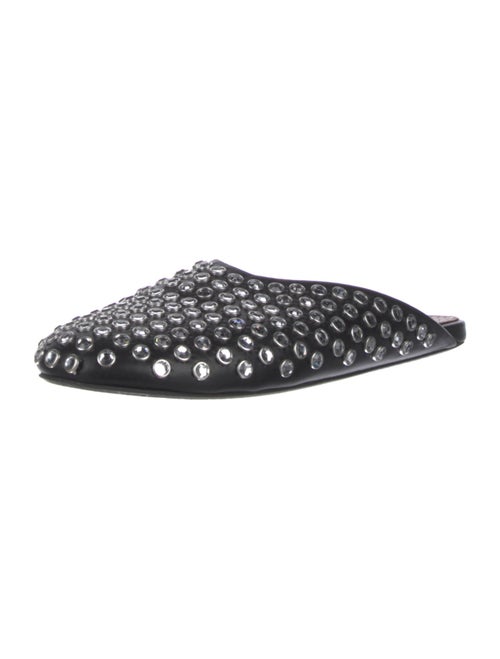 Alaïa Leather Crystal Embellishments Slides