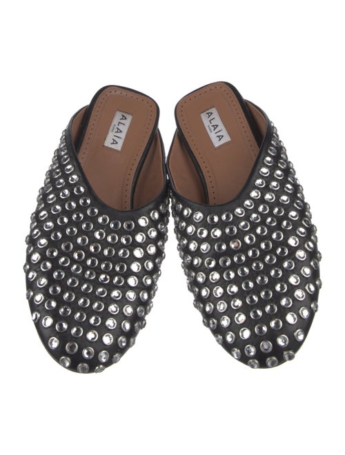 Alaïa Leather Crystal Embellishments Slides