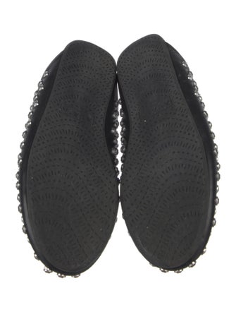 Alaïa Leather Crystal Embellishments Slides