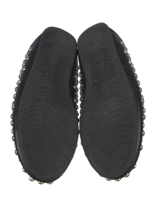 Alaïa Leather Crystal Embellishments Slides