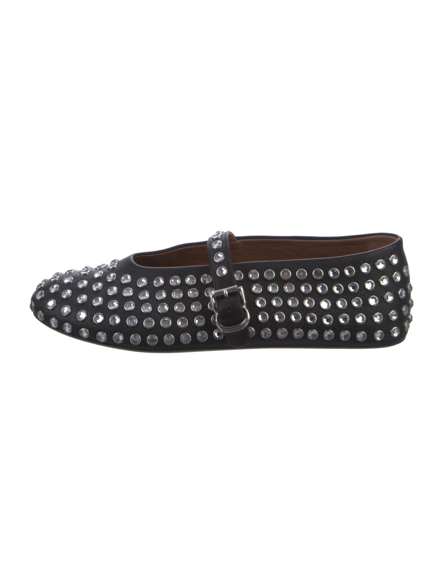Alaïa Leather Crystal Embellishments Mary Jane Flats