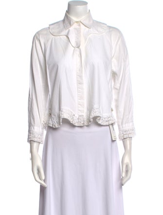 Alaïa Three-Quarter Sleeve Button-Up Top