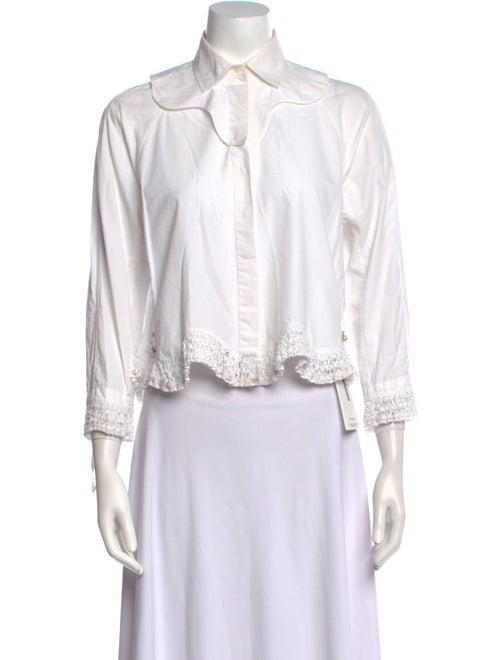 Alaïa Three-Quarter Sleeve Button-Up Top