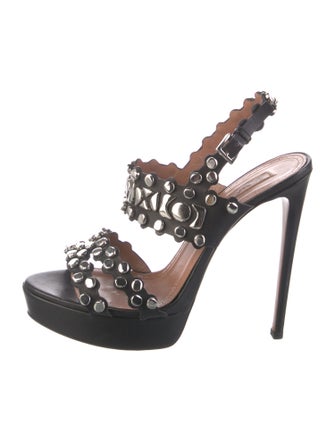 Alaïa Leather Studded Accents Slingback Sandals