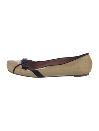 Alaïa Straw Colorblock Pattern Ballet Flats