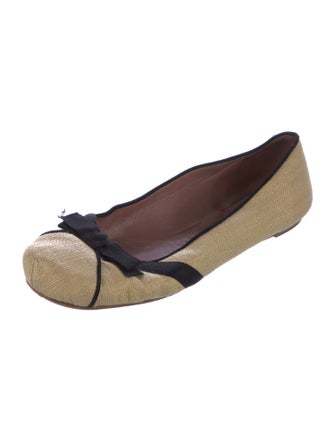 Alaïa Straw Colorblock Pattern Ballet Flats