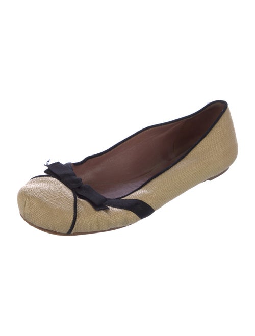 Alaïa Straw Colorblock Pattern Ballet Flats
