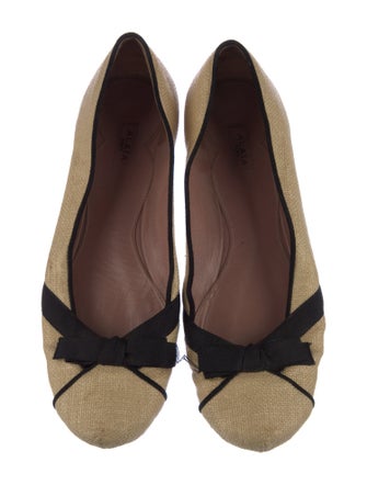 Alaïa Straw Colorblock Pattern Ballet Flats