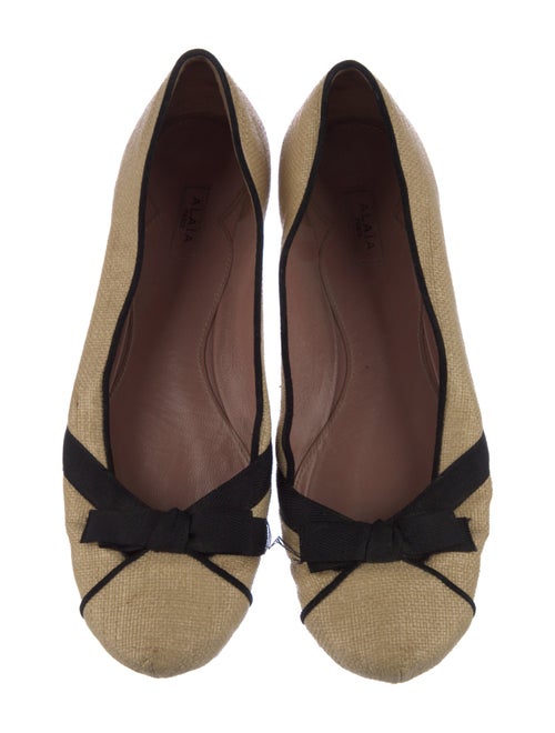 Alaïa Straw Colorblock Pattern Ballet Flats