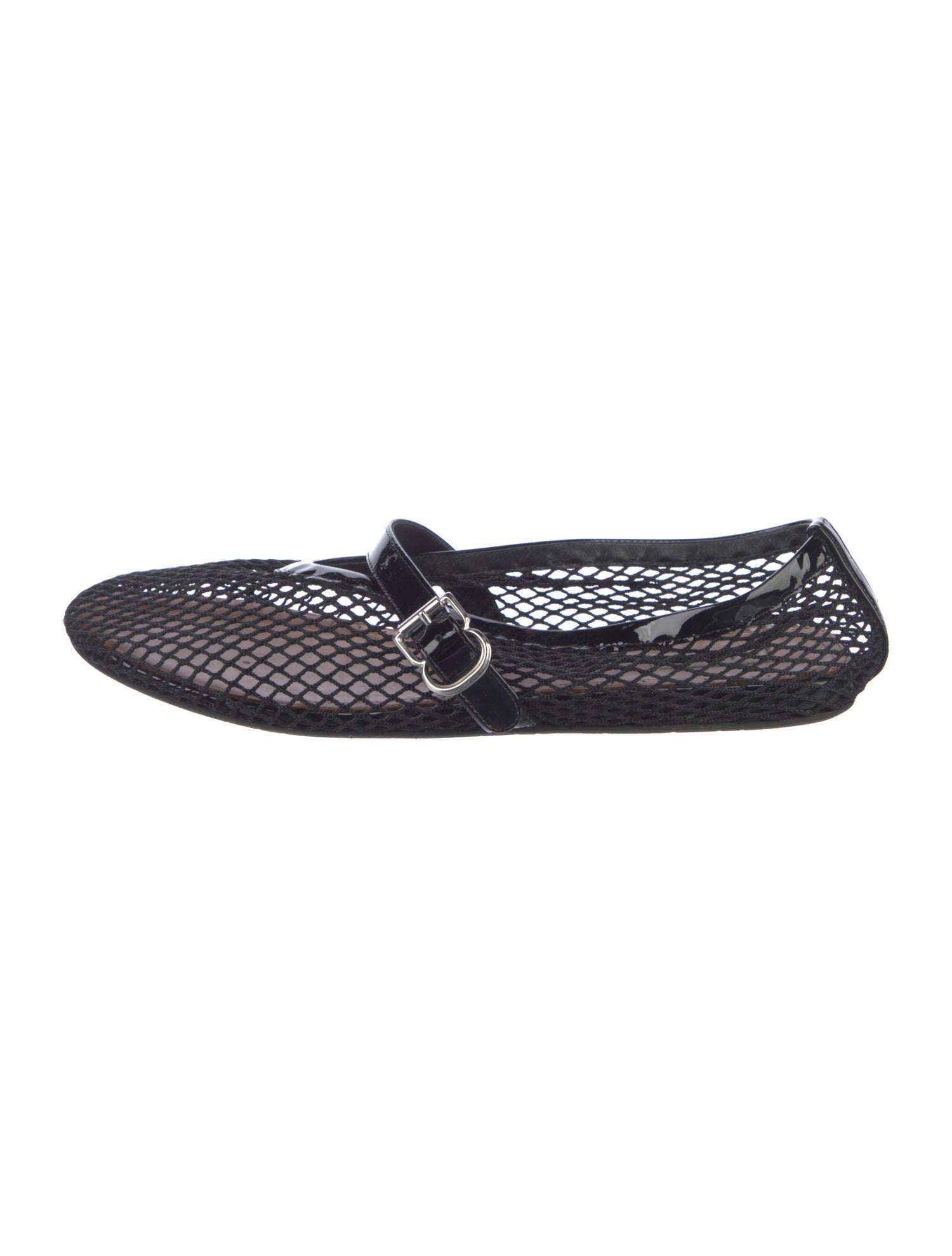 Alaïa Mesh Leather Trim Embellishment Mary Jane Flats