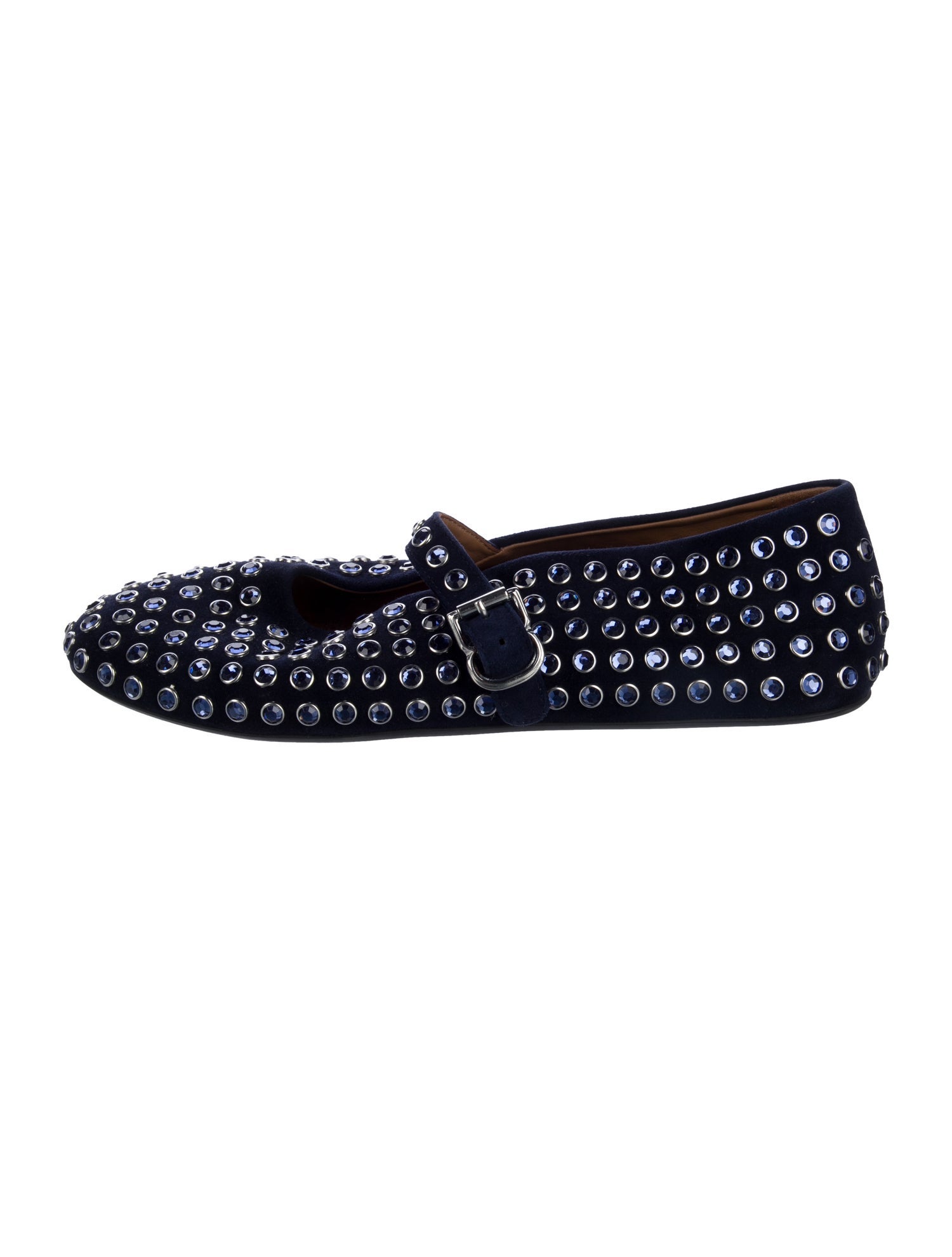 Alaïa Leather Crystal Embellishments Mary Jane Flats