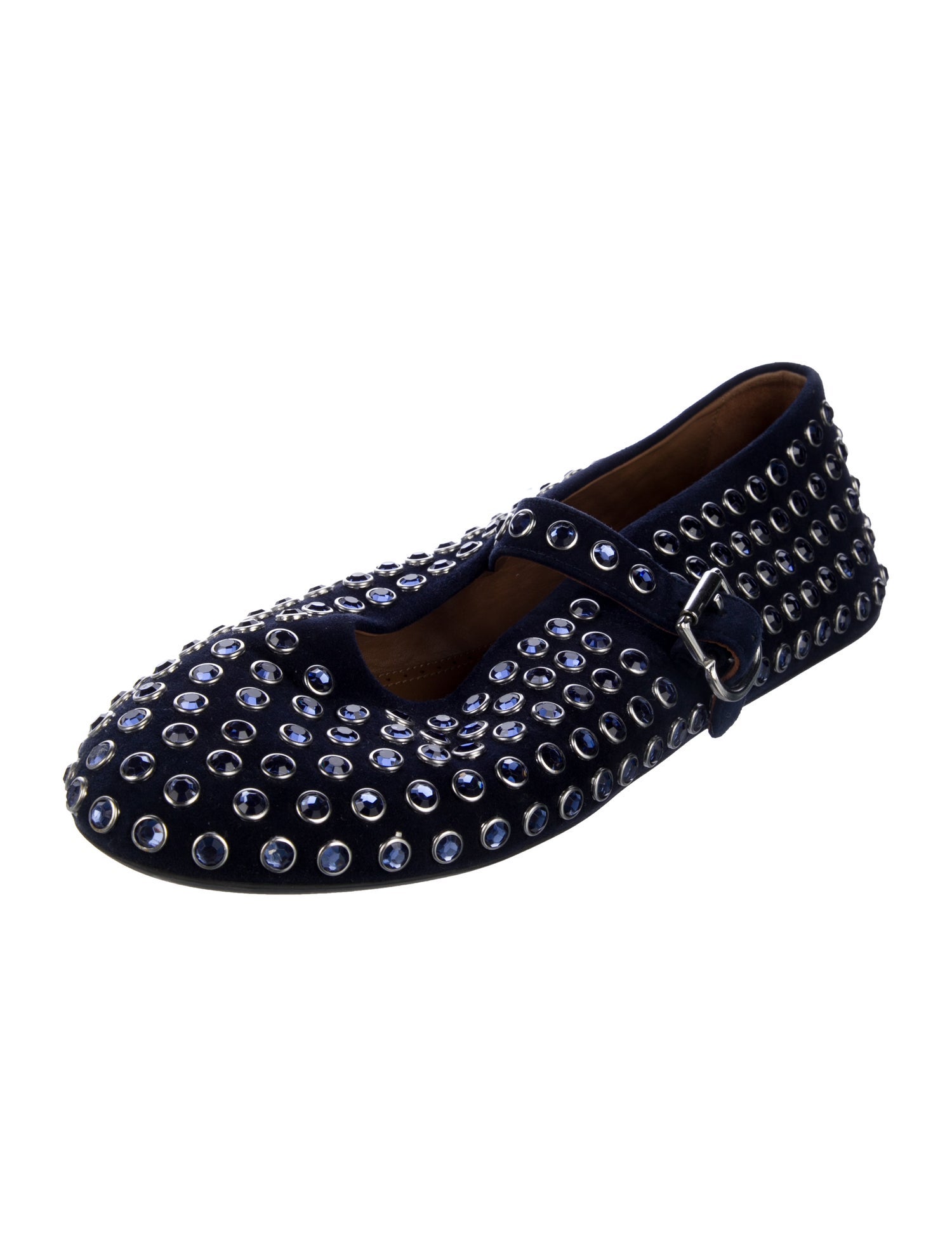 Alaïa Leather Crystal Embellishments Mary Jane Flats