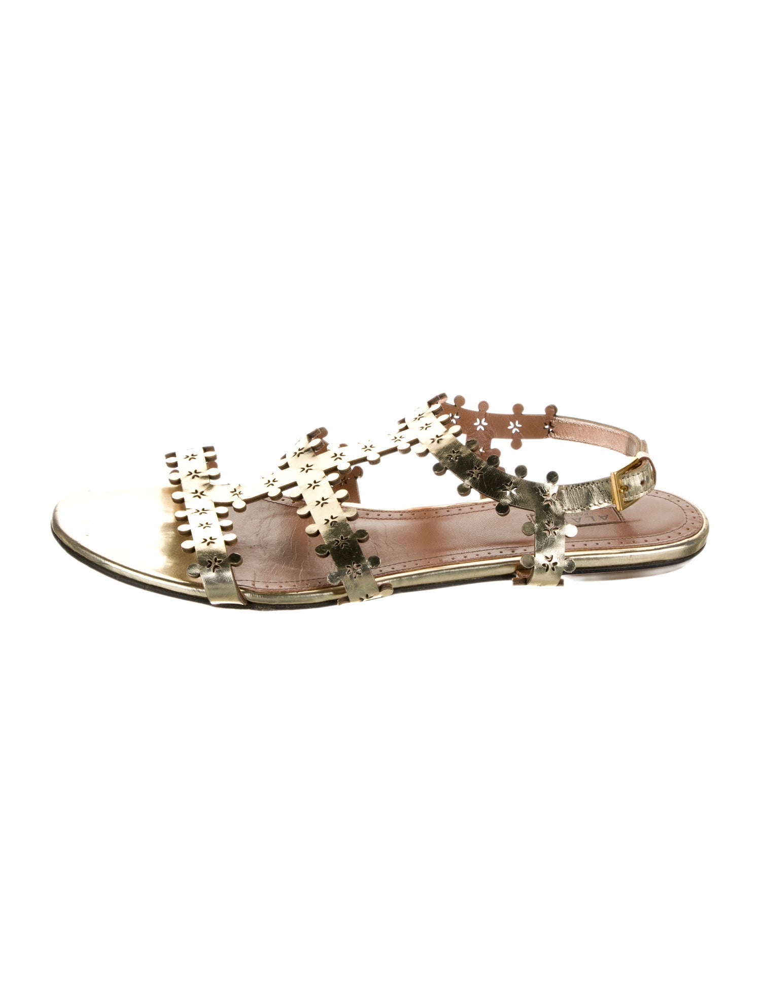 Alaïa Leather Lasercut Accents Sandals