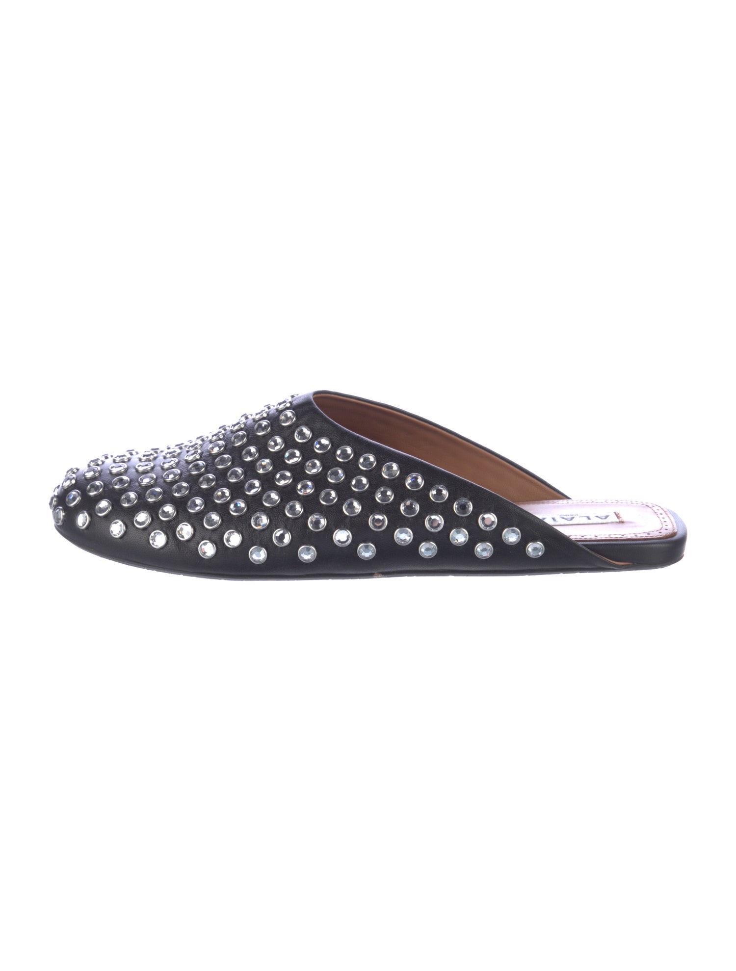 Alaïa Leather Crystal Embellishments Mules