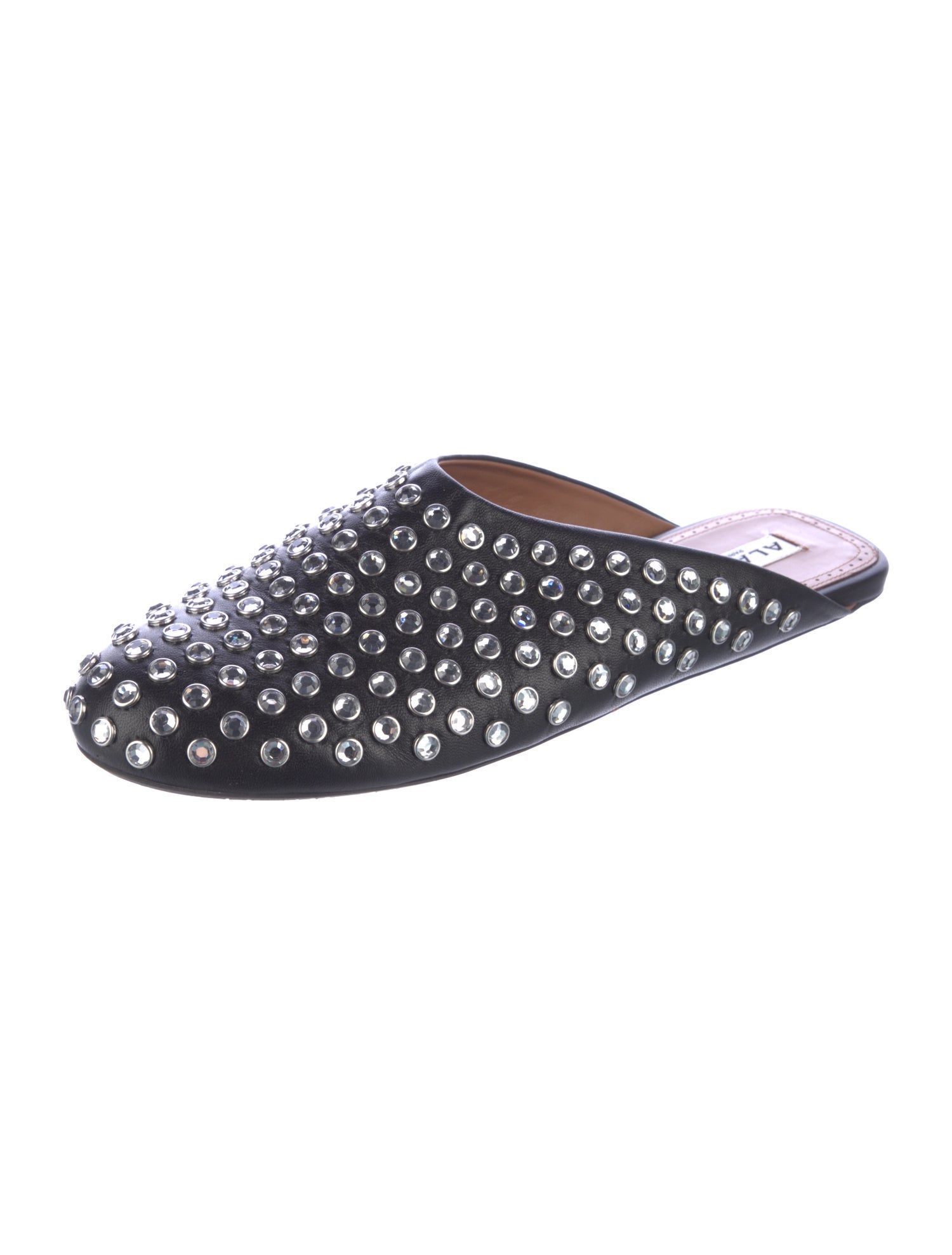 Alaïa Leather Crystal Embellishments Mules