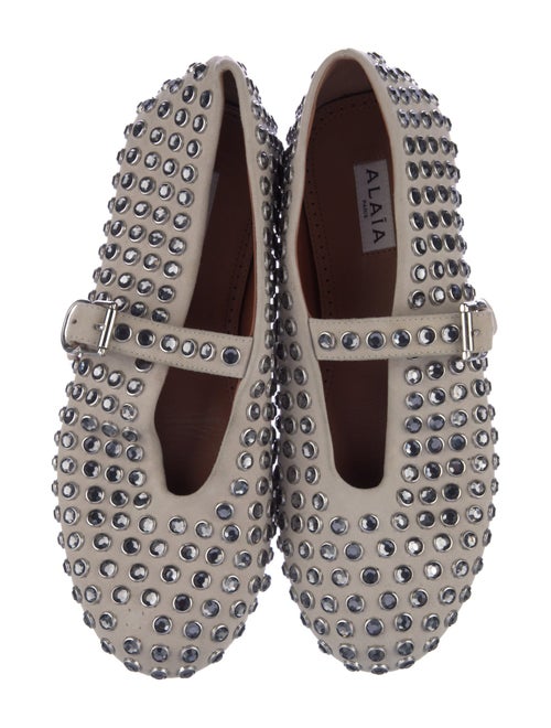 Alaïa Suede Crystal Embellishments Mary Jane Flats