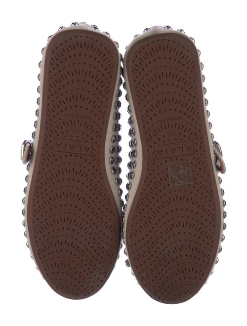 Alaïa Suede Crystal Embellishments Mary Jane Flats