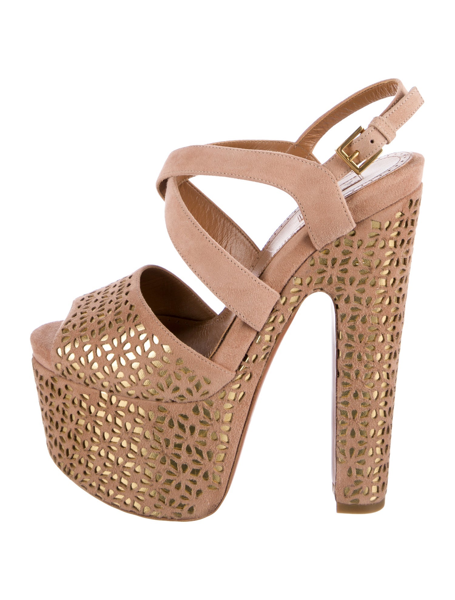 Alaïa Leather Colorblock Pattern Sandals